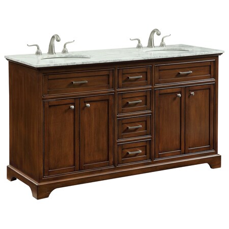 Elegant Decor 60 In. Double Bathroom Vanity Set In Teak VF15060DTK